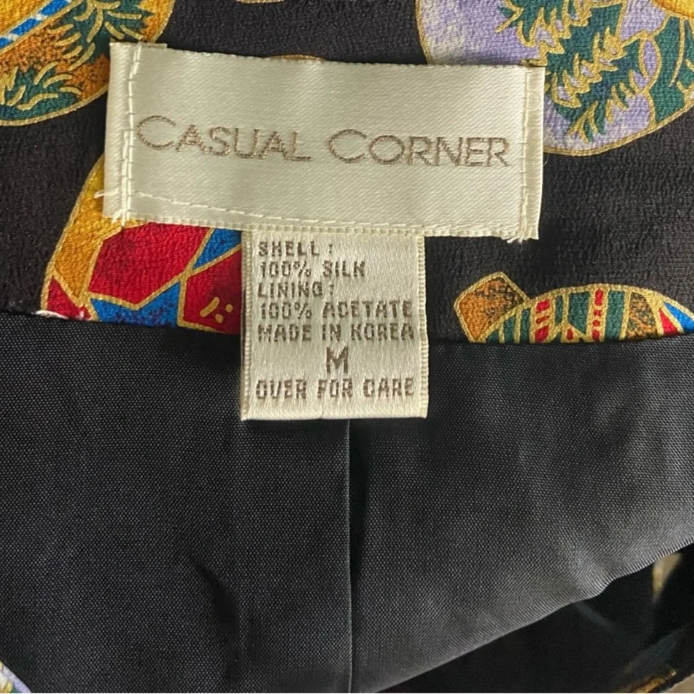 Vintage Casual Corner Festive Ornament‎ Button Up Silk Vest Size M